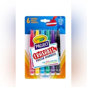 Crayola Project Erasable Poster Markers - 6 Vibrant Colors